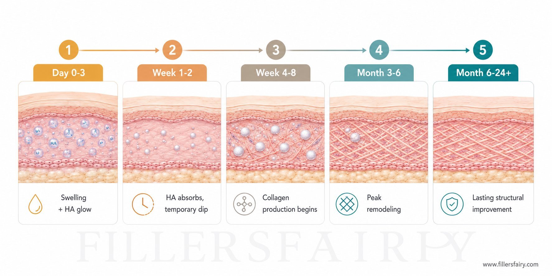 Juvelook recovery and results timeline from Day 1 through Month 6 and beyond