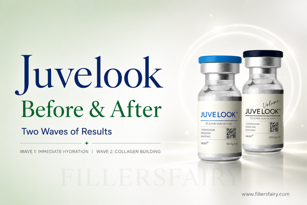 Juvelook before and after results timeline — Day 1 through Month 12
