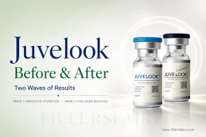 Juvelook before and after results timeline — Day 1 through Month 12