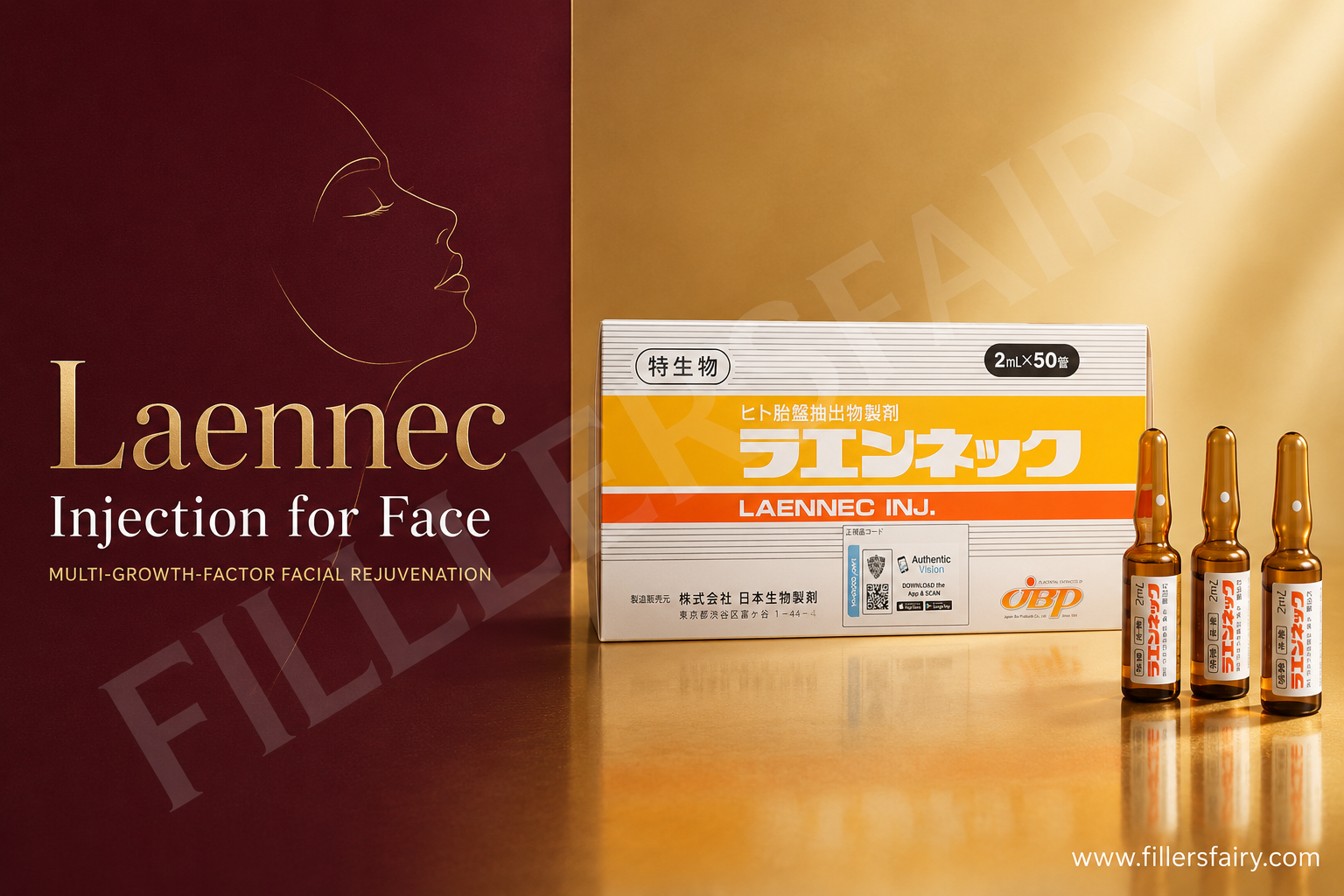 Laennec injection for face — multi-growth-factor facial rejuvenation by Japan Bio Products