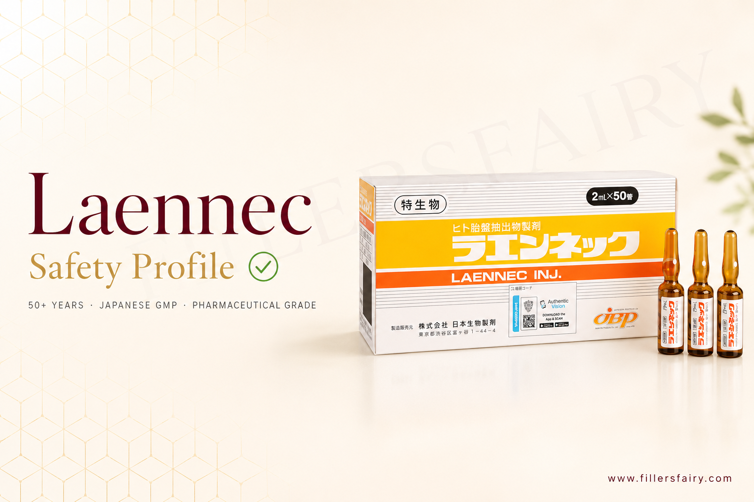 Laennec safety profile — 50+ years Japanese GMP pharmaceutical grade