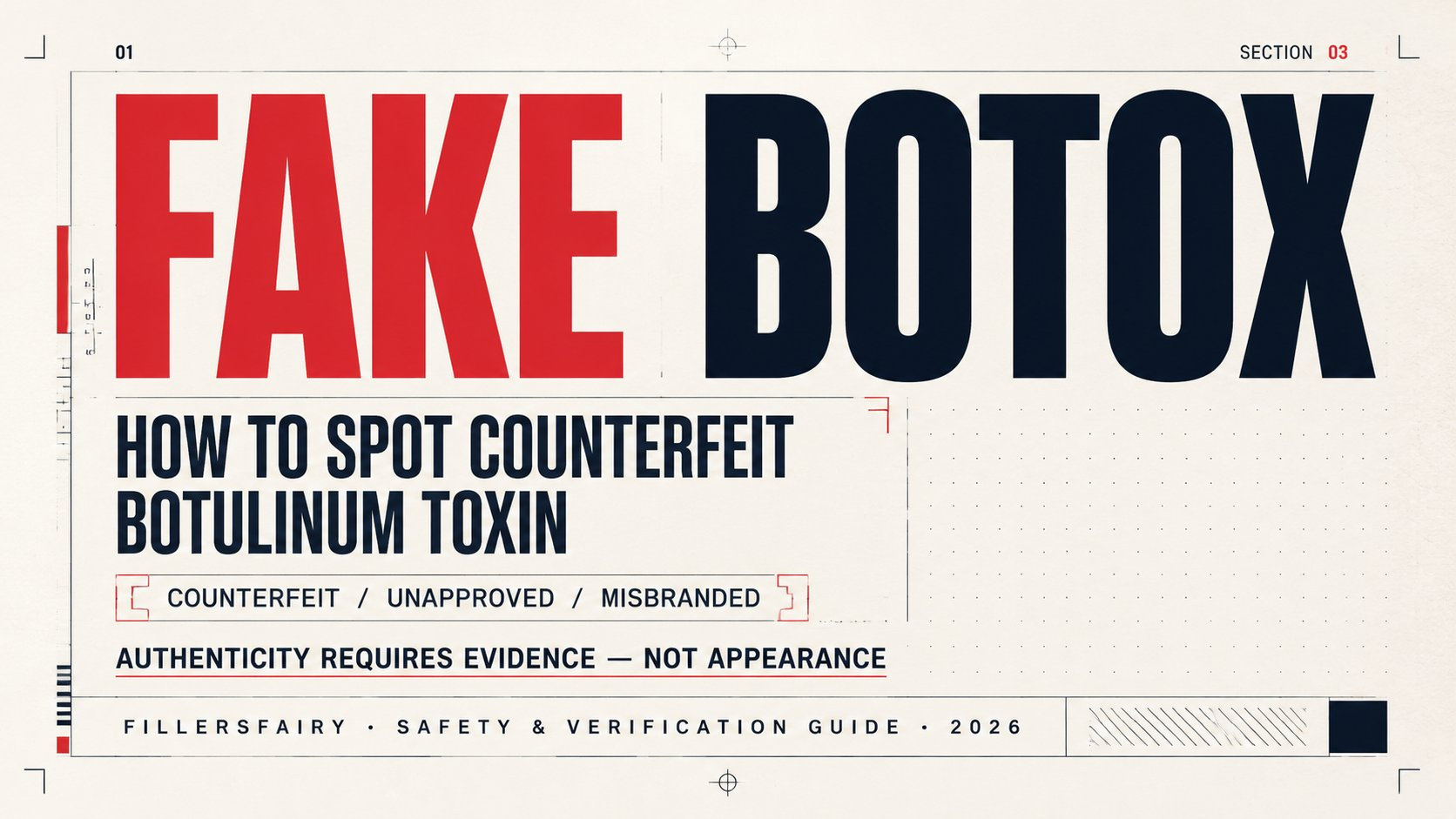 Fake Botox: How to Spot Counterfeit Botulinum Toxin. Counterfeit, unapproved and misbranded are different regulatory statuses. Authenticity requires evidence, not appearance.
