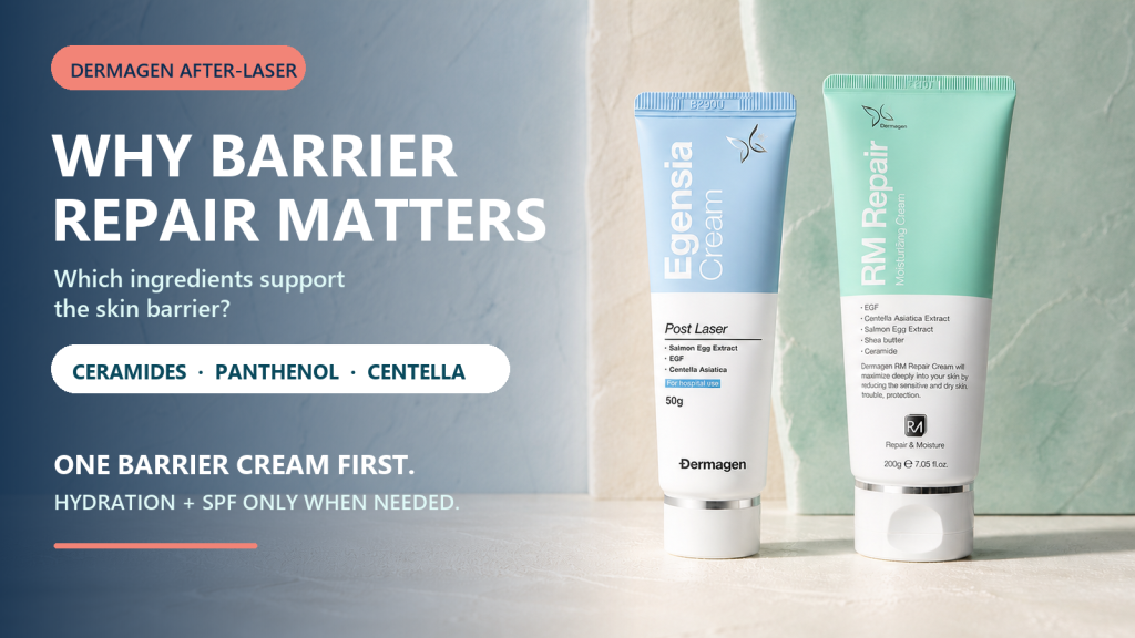 DERMAGEN Egensia and RM Repair creams with a barrier-support ingredient message