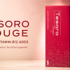 Tesoro Rouge Vitamin B12 lip filler box with a temporary colour and no tattoo pigment message