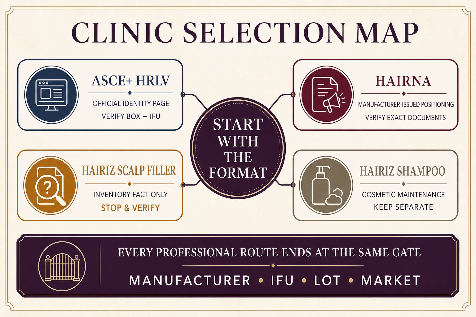 Clinic selection map for ASCE HRLV Hairna Hairiz scalp filler and Hairiz shampoo routes