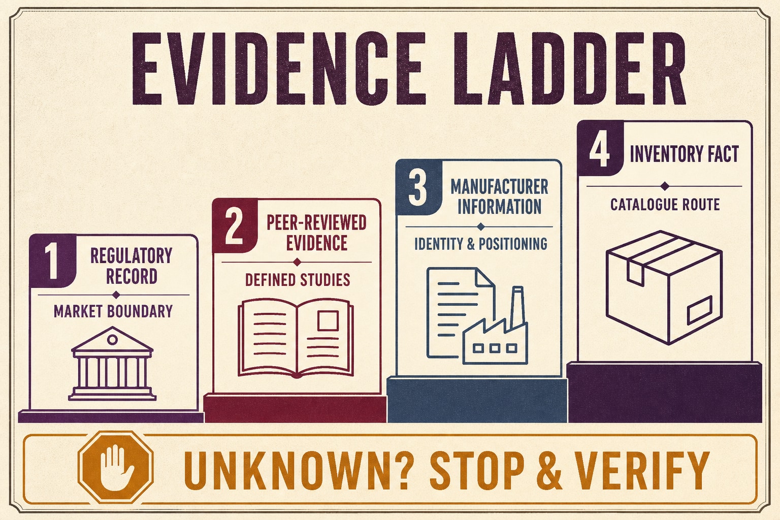 Evidence ladder separating exosome hair research manufacturer information and inventory facts