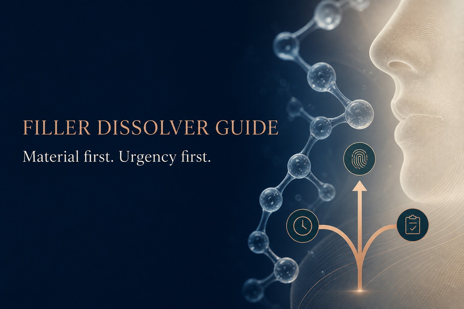 Filler dissolver decision guide showing material identity and urgency before treatment