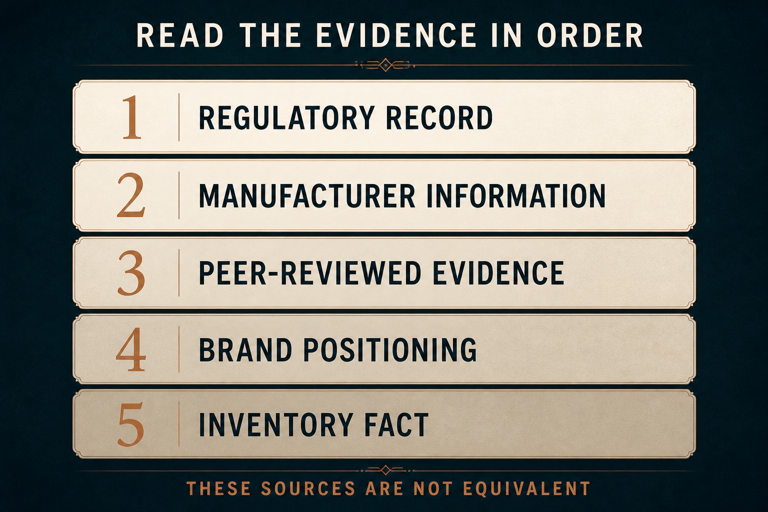 Evidence hierarchy for Liporase facts from regulatory records to inventory information