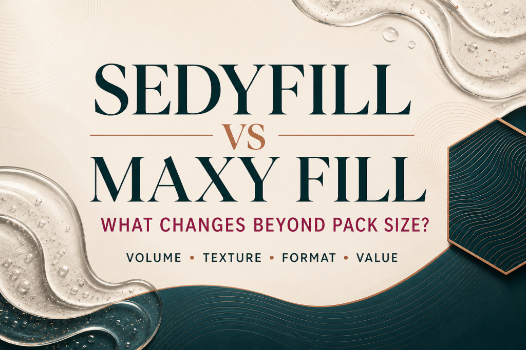 SedyFill vs Maxy Fill product range guide covering volume, texture, format and value