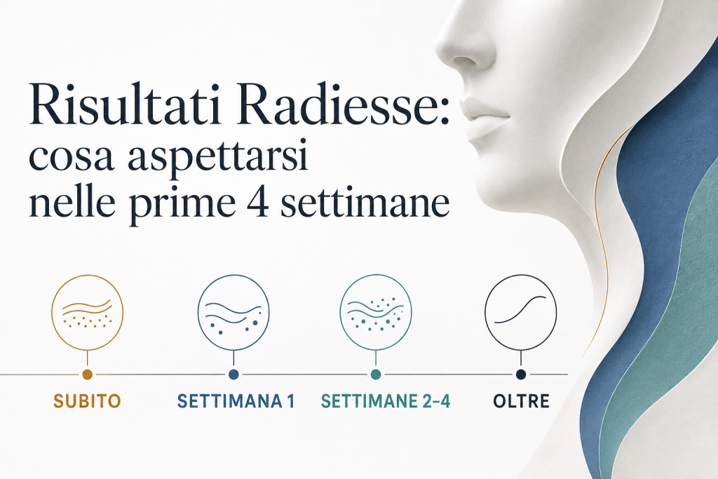 Timeline editoriale dei risultati Radiesse dalle prime ore alla valutazione dopo quattro settimane