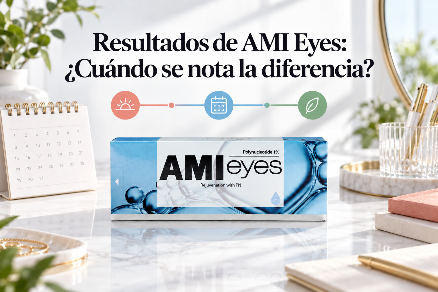 Resultados de AMI Eyes: cuándo se nota la diferencia, con el envase verificado de AMI Eyes y una cronología