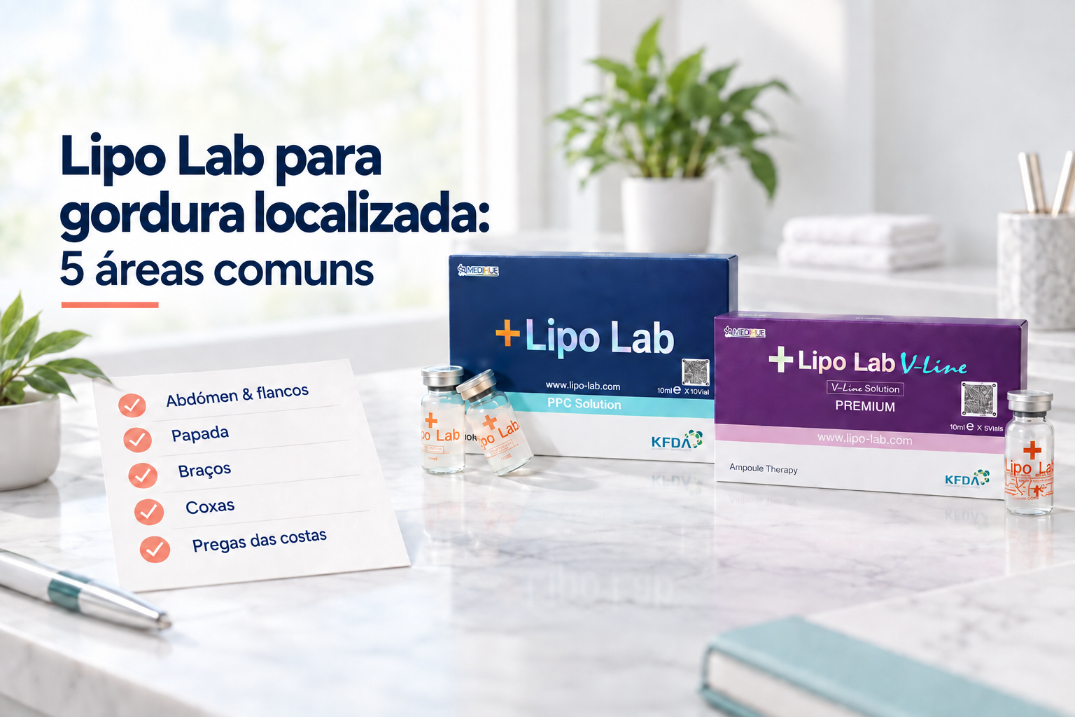 Lipo Lab PPC Solution e V-Line com cinco áreas frequentemente pesquisadas