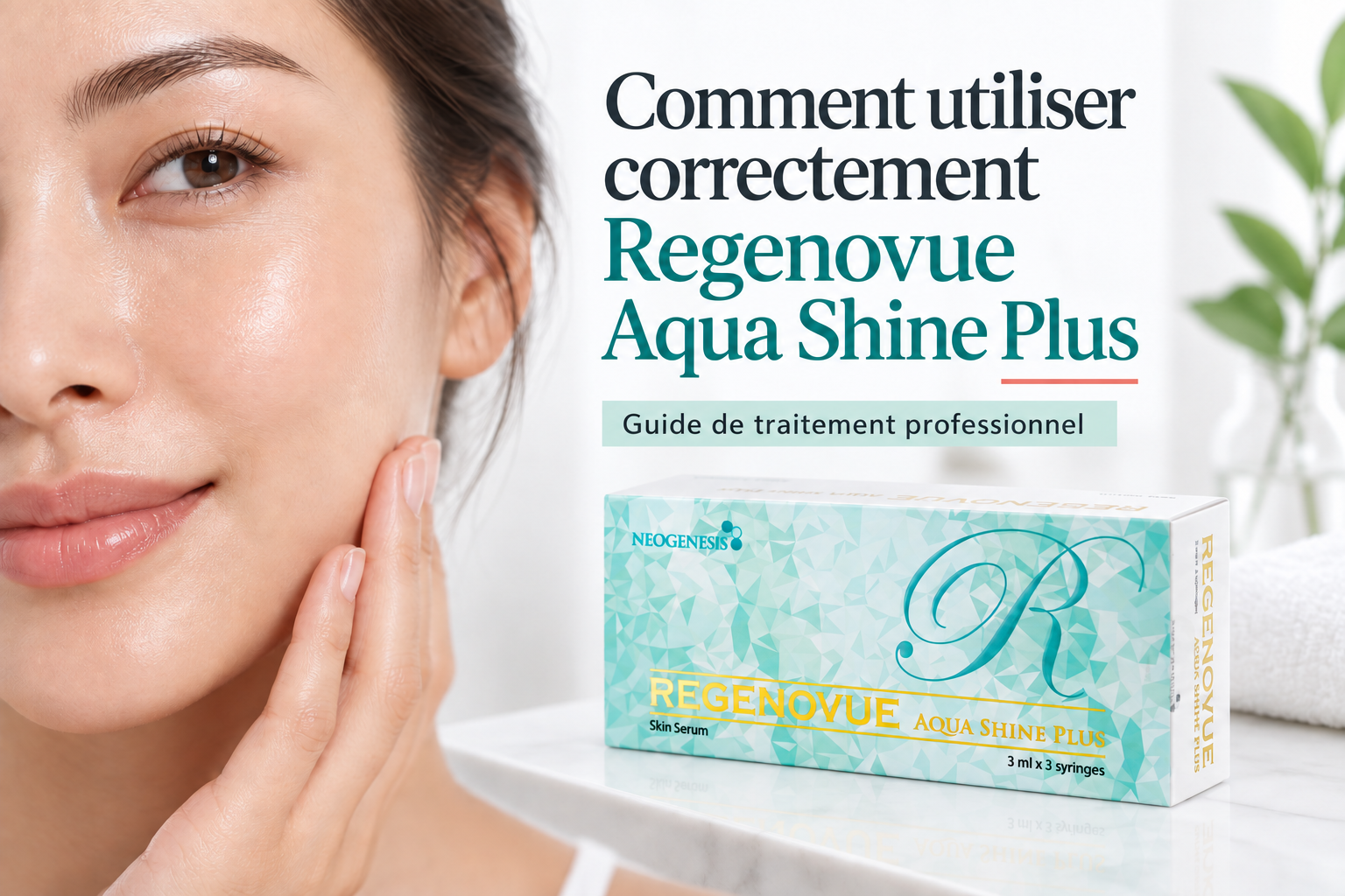 Comment utiliser correctement Regenovue Aqua Shine Plus avec la boîte authentique et une peau d'aspect naturel