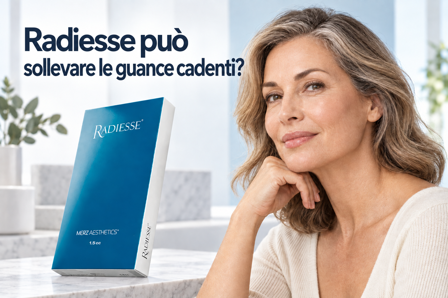 Radiesse può sollevare le guance cadenti, con la confezione Radiesse verificata e un viso maturo dall'aspetto naturale
