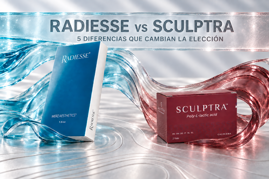 Comparación de Radiesse y Sculptra por resultado, tiempos, compromiso, duración y reversibilidad