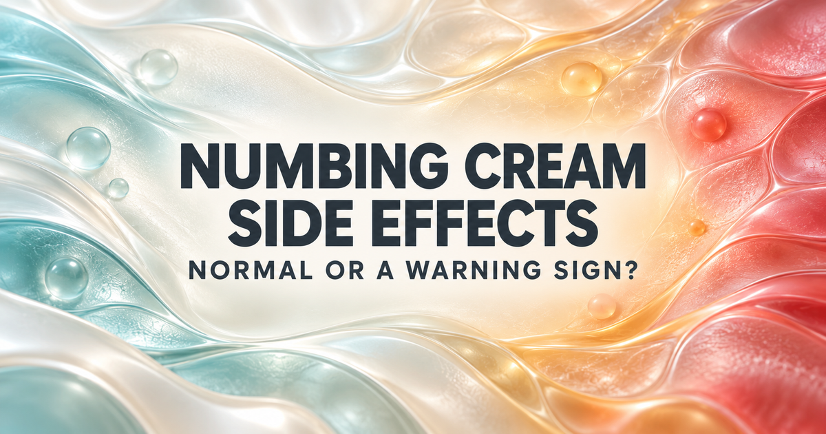 Numbing cream side effects shown as calm, caution and urgent reaction zones