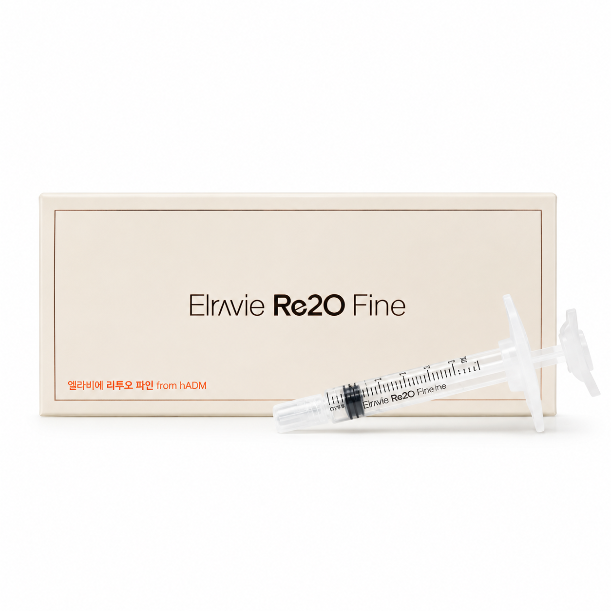 Elravie Re2O Fine hADM ECM Skin Booster main product image Elravie Re2O Fine hADM ECM skin booster box and syringe