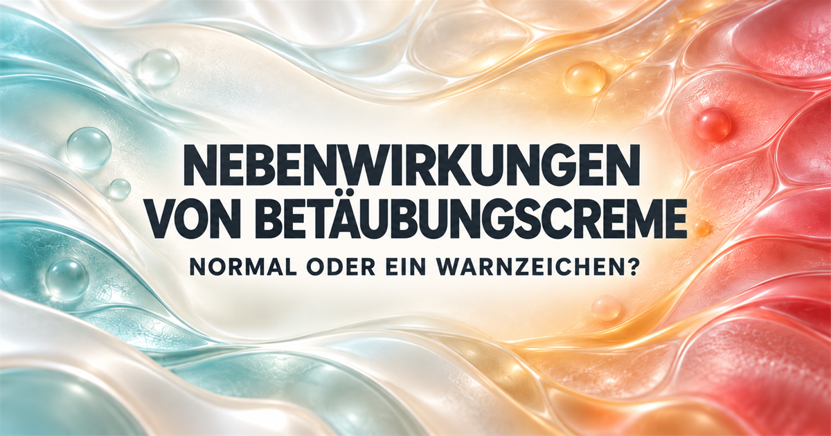 Nebenwirkungen von Betäubungscreme als ruhige Reaktion, Hautwarnzeichen und Notfall dargestellt