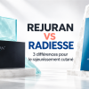 Rejuran Black Healer et Radiesse dans un visuel comparatif intégré intitulé 3 différences pour le rajeunissement cutané