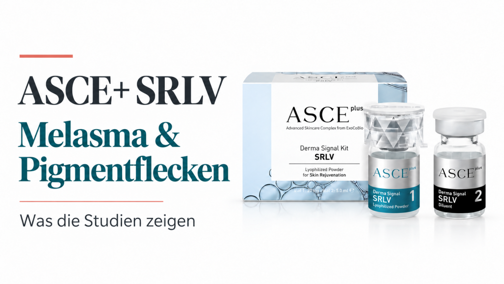 ASCE+ SRLV Produkt und Überschrift zur Melasma-Forschung